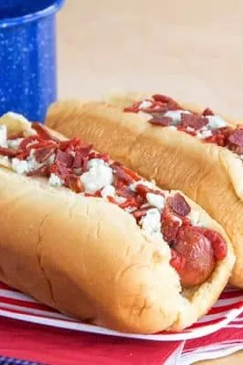 Buffalo, Blue Cheese, and Bacon Hot Dogs