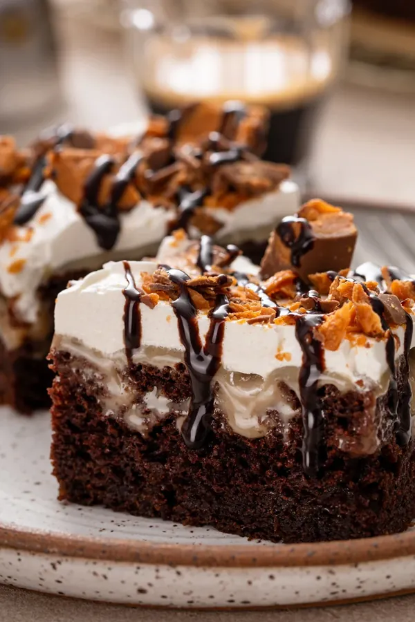 Butterfinger Poke Cake
