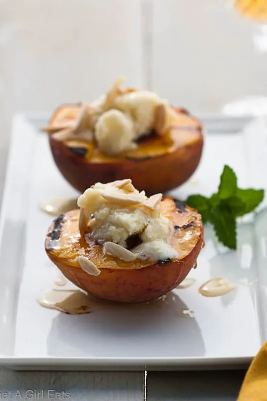 Grilled Peaches With Mascarpone, Almonds And Honey
