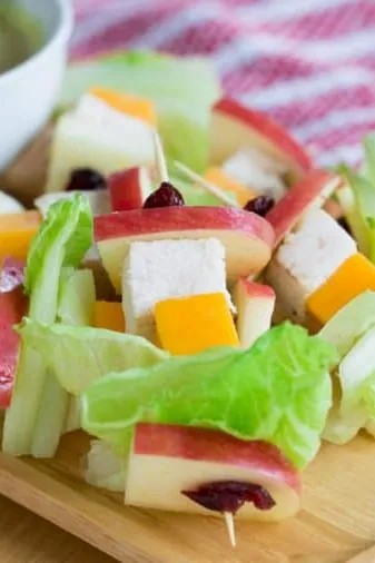 Apple Cheddar Chicken Salad on a Stick