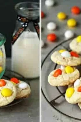 Cake Mix Cookies with Candy Corn M&Ms