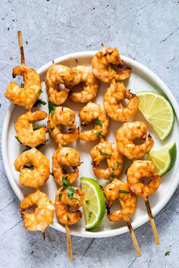 Cilantro Lime Air Fryer Shrimp Skewers