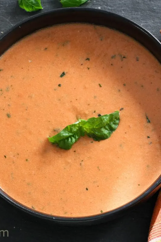 Creamy Tomato Basil Soup With Goat Cheese