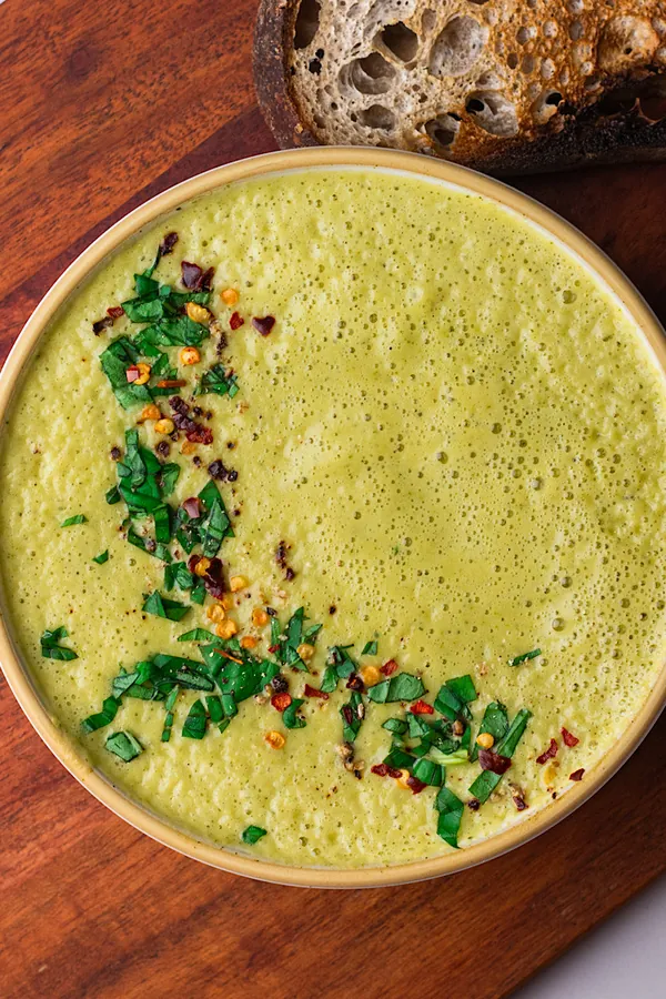 Creamy zucchini cottage cheese soup