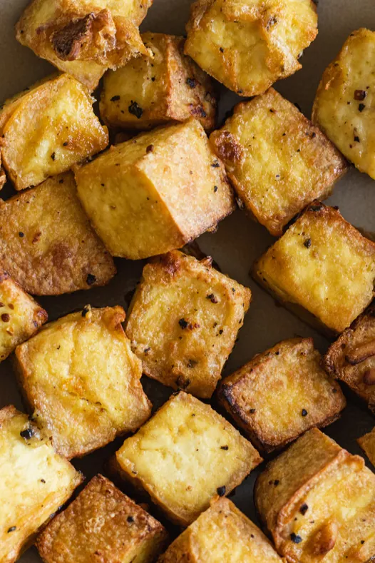 crispy salt and vinegar air fried tofu