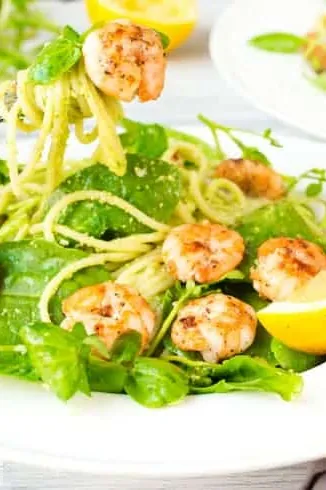 Garlic Shrimp with Chilli Pesto Pasta