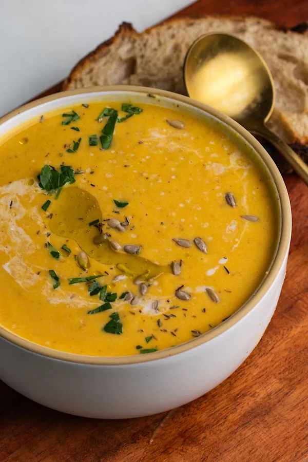 High Protein Butternut Squash Soup with Cottage Cheese