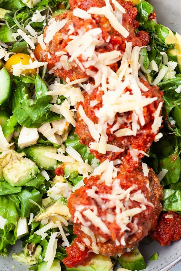 Italian Meatball Salad With A Simple Dressing