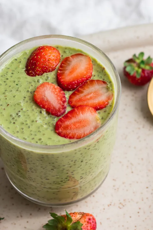 matcha chia pudding with protein