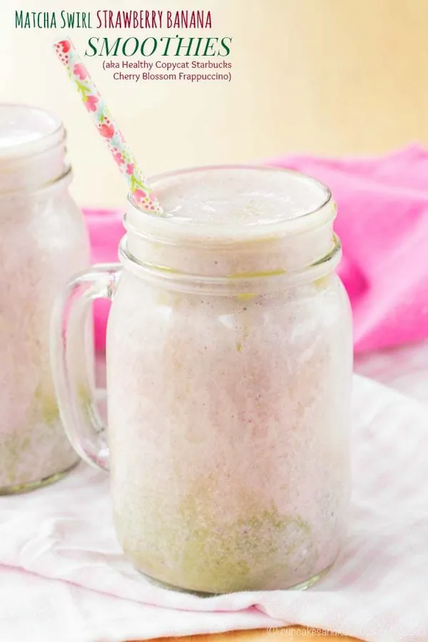 Matcha Swirl Strawberry Banana Smoothies