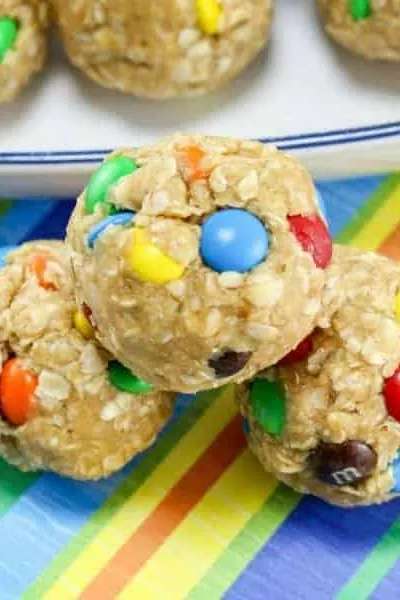 Monster Cookie Oatmeal Peanut Butter Balls with M&Ms