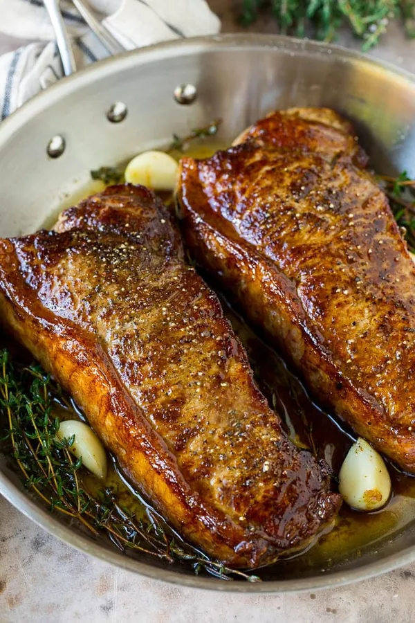 New York Strip Steak with Garlic Butter