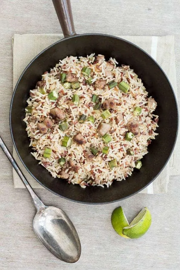 Okra Sausage Fried Rice - Sierra Leone Flavours
