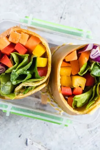 Rainbow Hummus Veggie Wrap