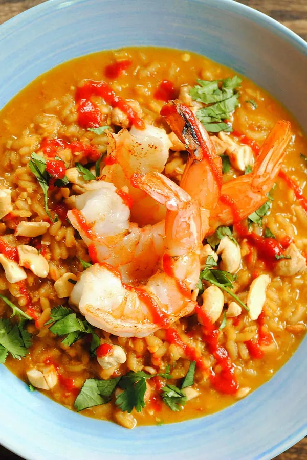 Spicy Coconut Risotto with Lime Shrimp