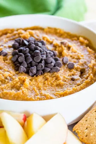 Sweet Pumpkin Hummus with Chocolate Chips