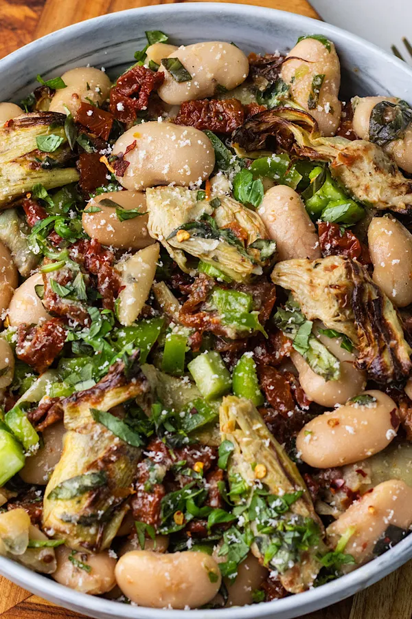 Tuscan Butter Bean Salad with Crispy Artichokes