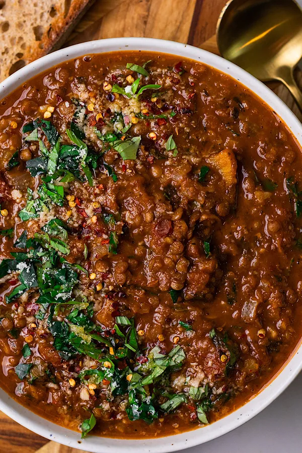 Tuscan Lentil Soup with Sundried Tomatoes