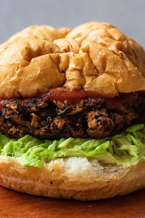 Vegan Oyster Mushroom Burger with Black Beans