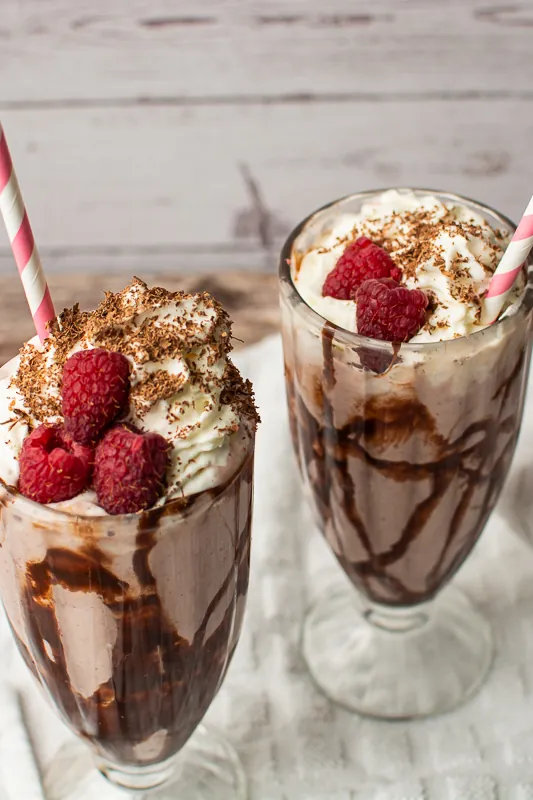 Creamy Chocolate Raspberry Milkshakes