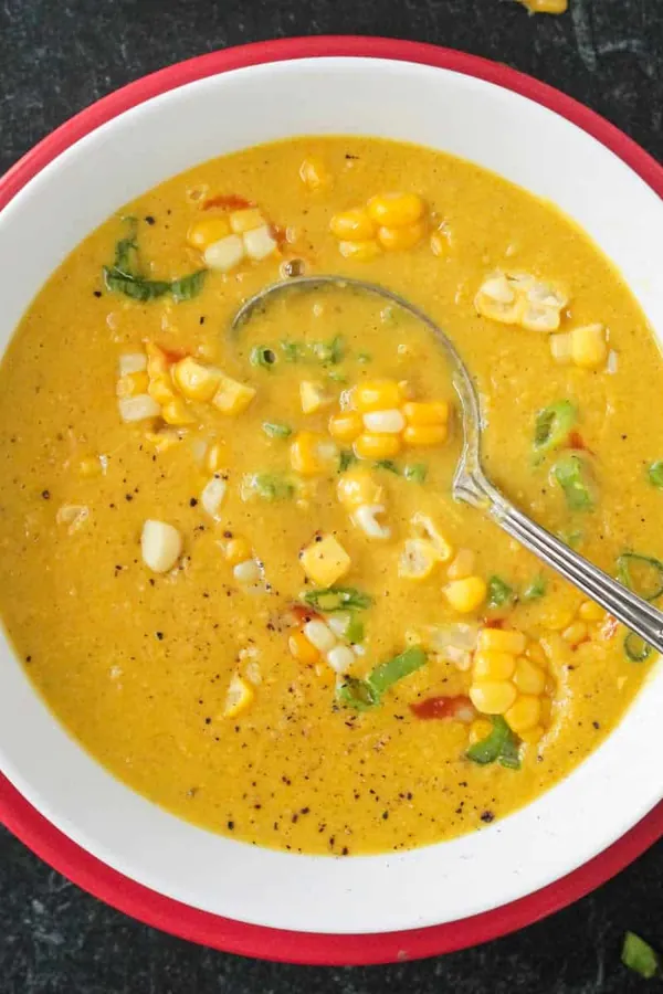 Creamy Curried Corn Soup with Coconut Milk
