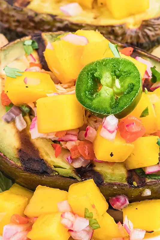 Grilled Avocado with Mango Chicken