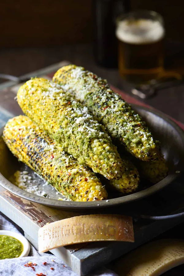 Grilled Parmesan-Pesto Sweet Corn