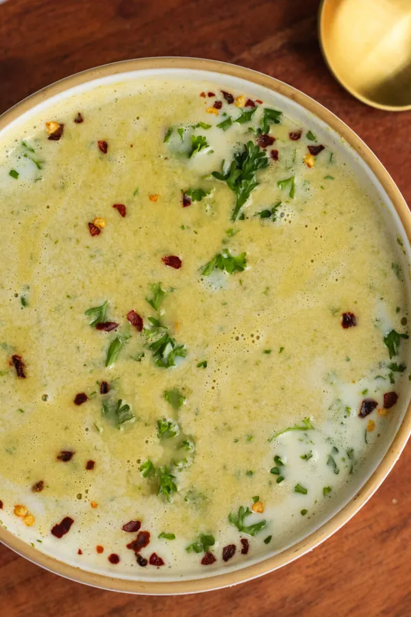 High protein asparagus soup with cottage cheese