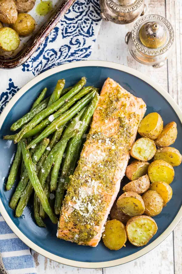 Pesto Salmon Sheet Pan Dinner