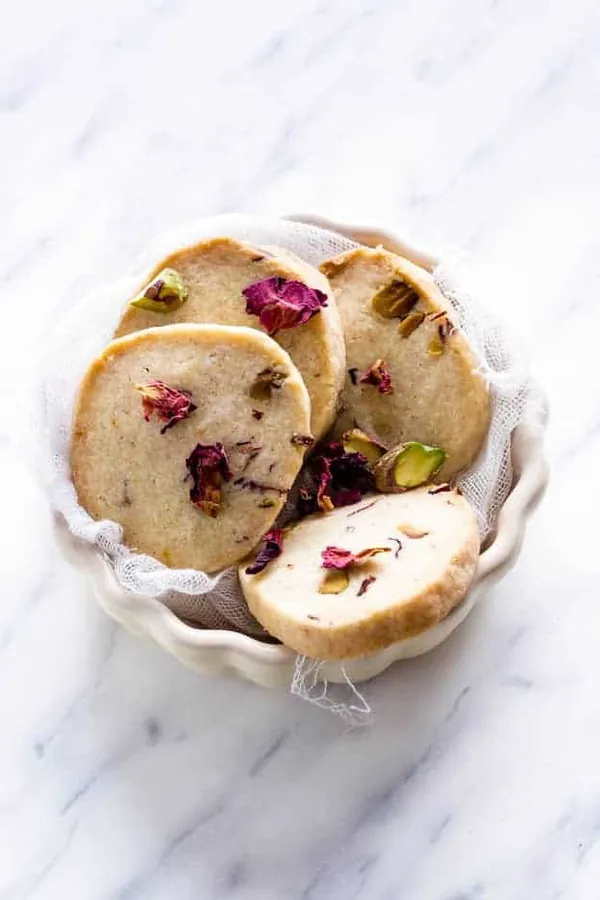 Rose Pistachio Shortbread Cookies