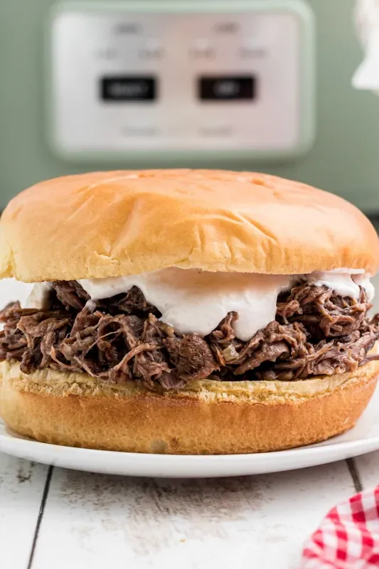 Slow Cooker Horseradish Beef Sandwiches