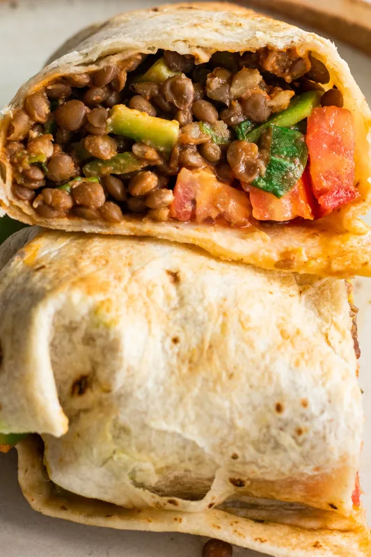 Spicy Buffalo Lentil Wrap (Vegan)