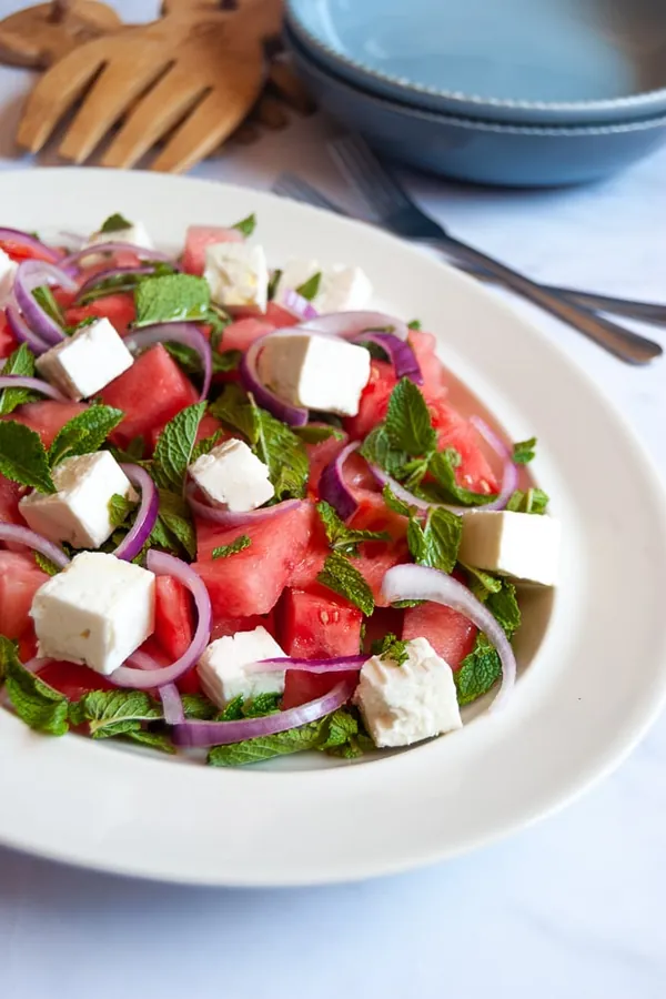Watermelon, feta and mint salad