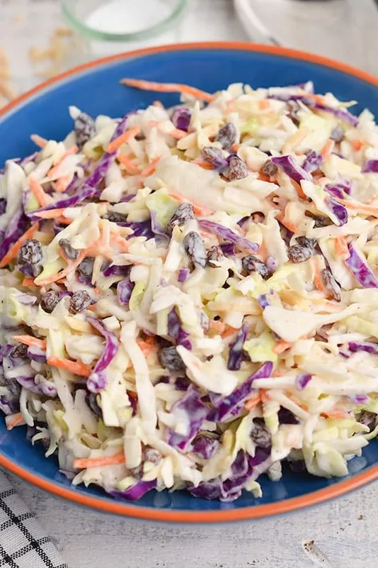Creamy Coleslaw with Almonds and Raisins