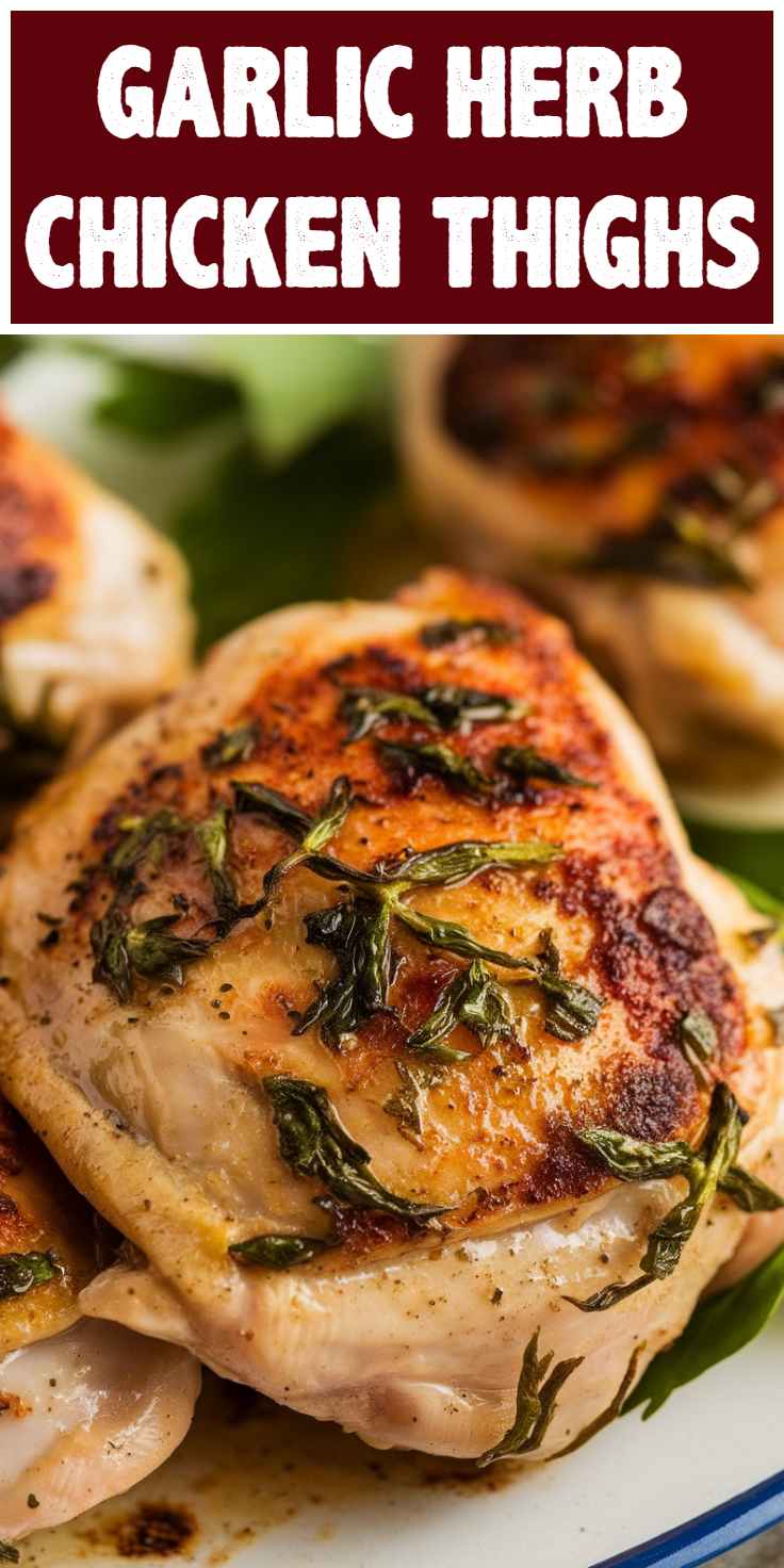 Garlic Herb Chicken Thighs Pinterest Pin