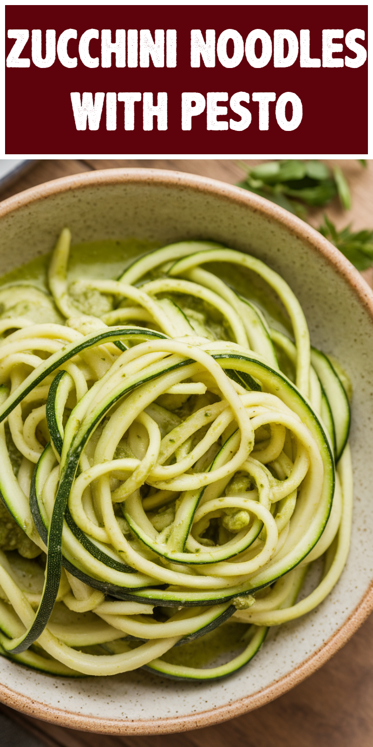 Zucchini Noodles with Pesto Pinterest Pin