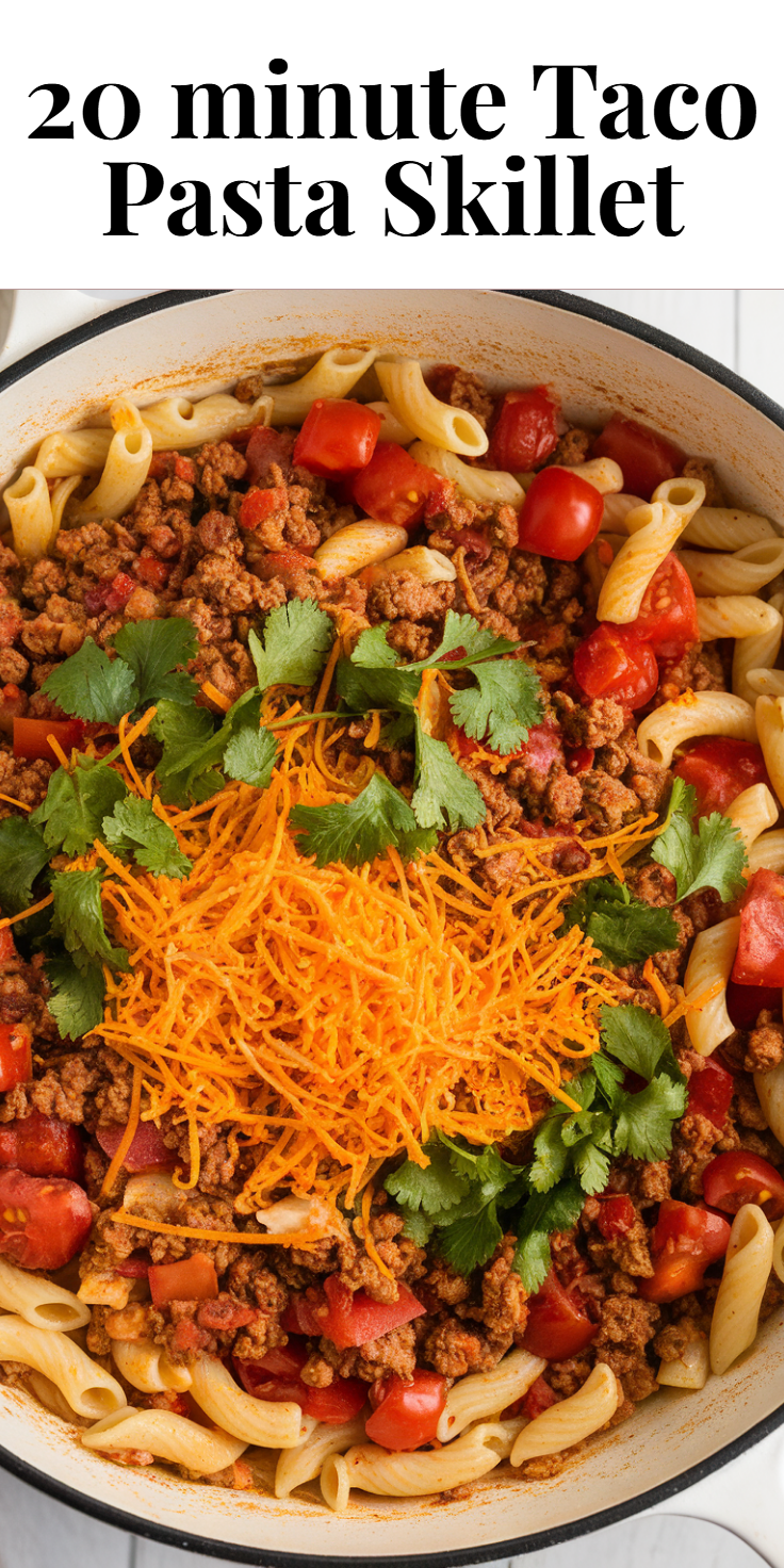 20-Minute Taco Pasta Skillet Pinterest Pin