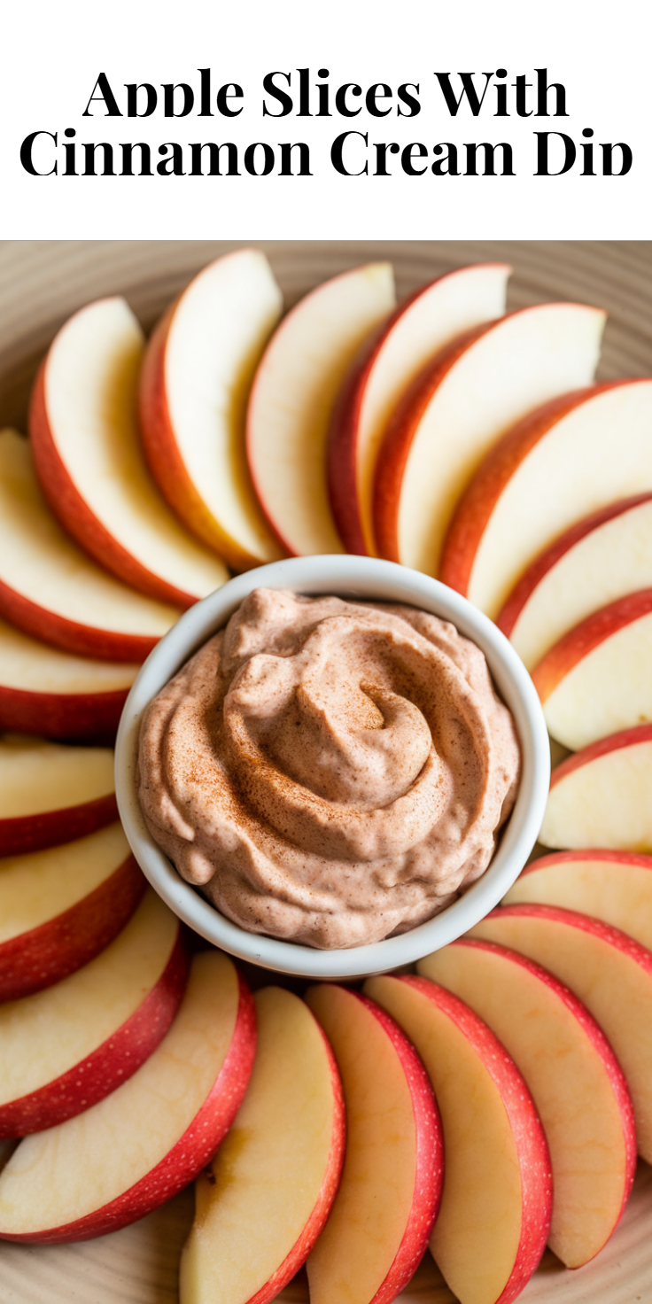 Apple Slices with Cinnamon Cream Dip Pinterest Pin