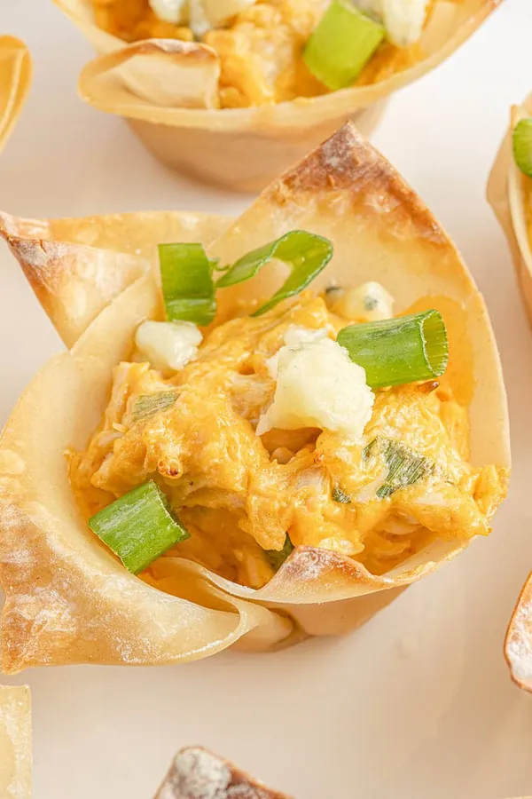 Buffalo Chicken Wonton Cups