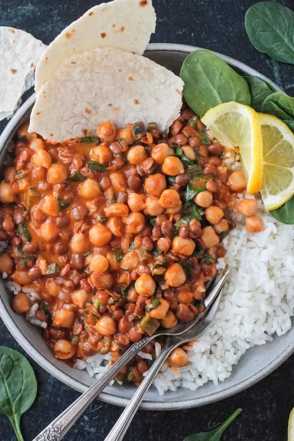 Creamy Gochujang Chickpeas and Lentils with Poblano Pepper