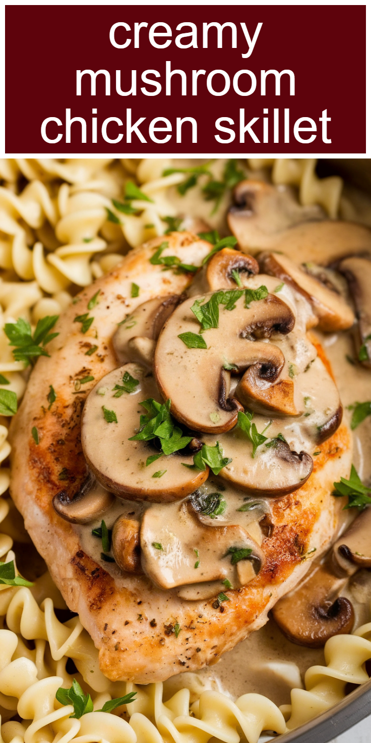 Creamy Mushroom Chicken Skillet Pinterest Pin