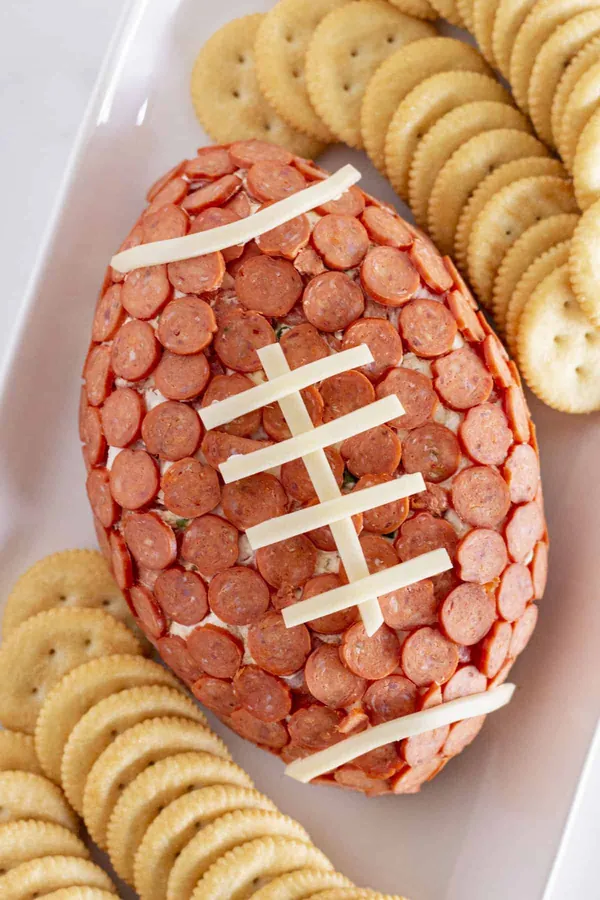 Football Cheese Ball {Pepperoni Pizza}