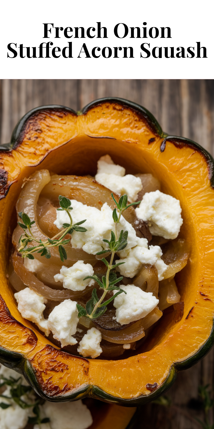 French Onion Stuffed Acorn Squash Pinterest Pin
