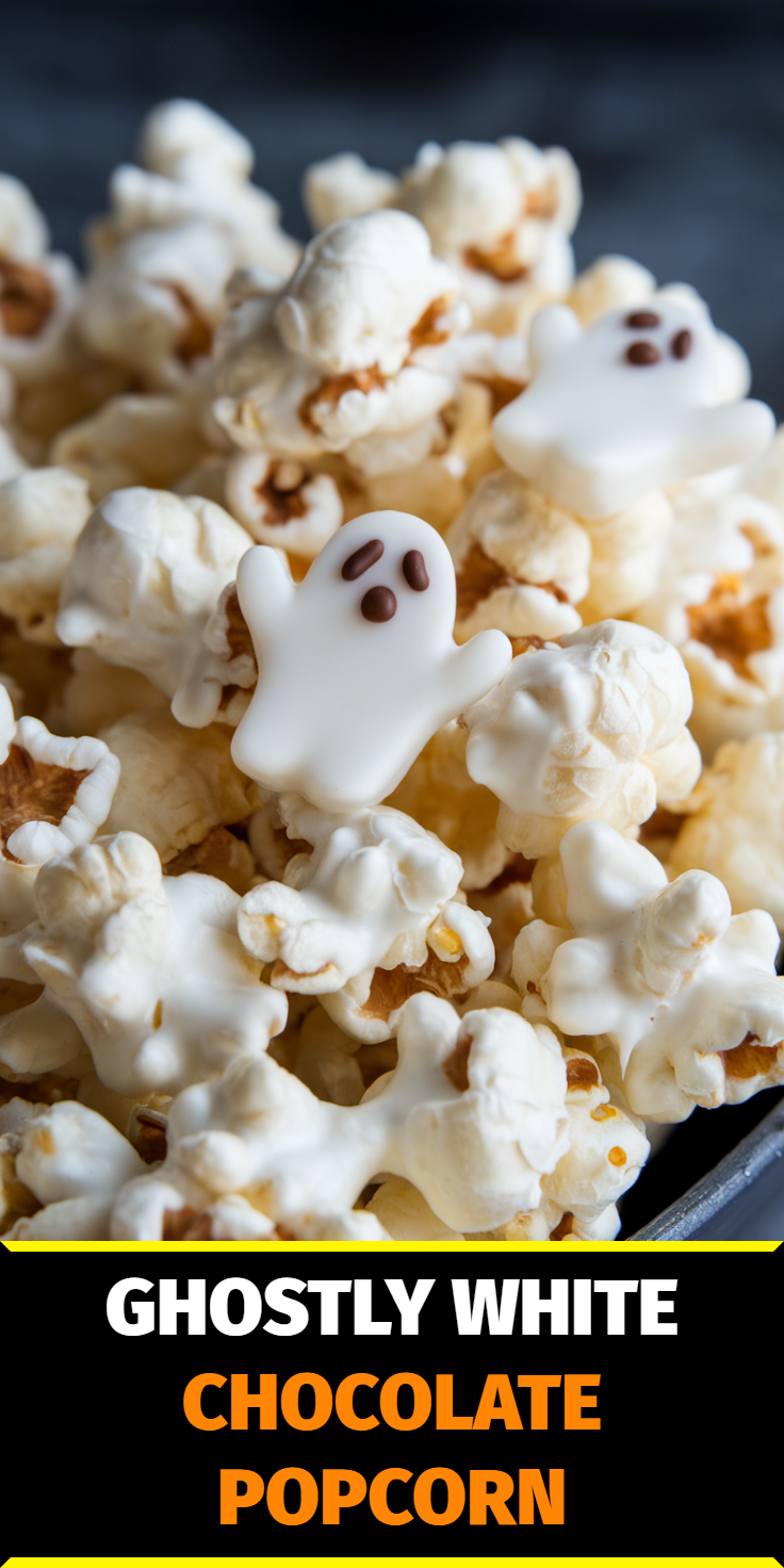 Ghostly White Chocolate Popcorn Pinterest Pin