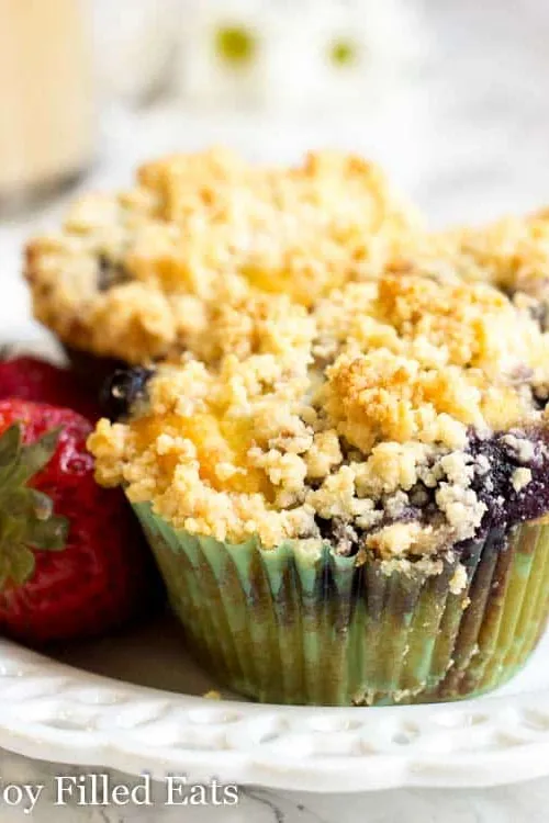 Low Carb Blueberry Muffins with Crumb Topping