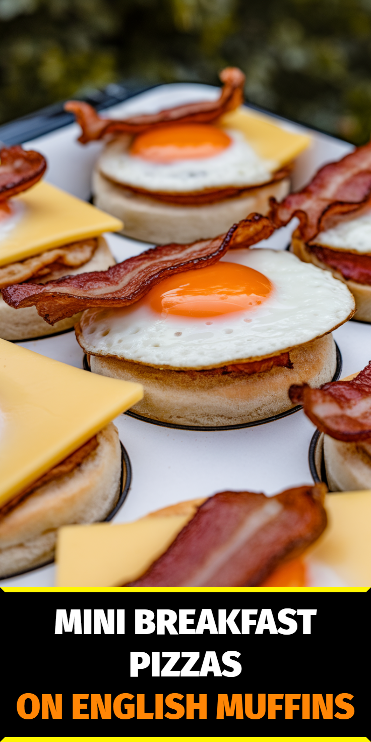 Mini Breakfast Pizzas on English Muffins Pinterest Pin