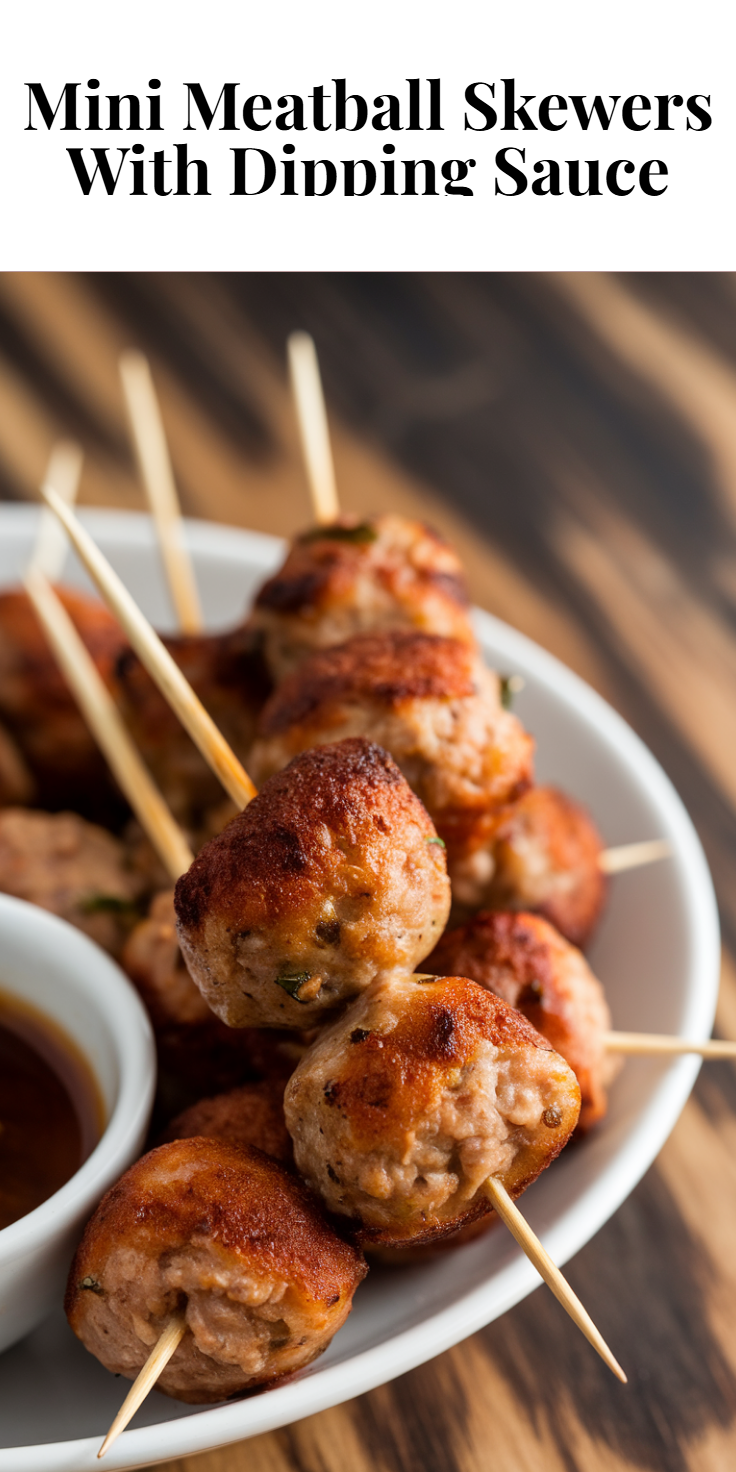 Mini Meatball Skewers with Dipping Sauce Pinterest Pin