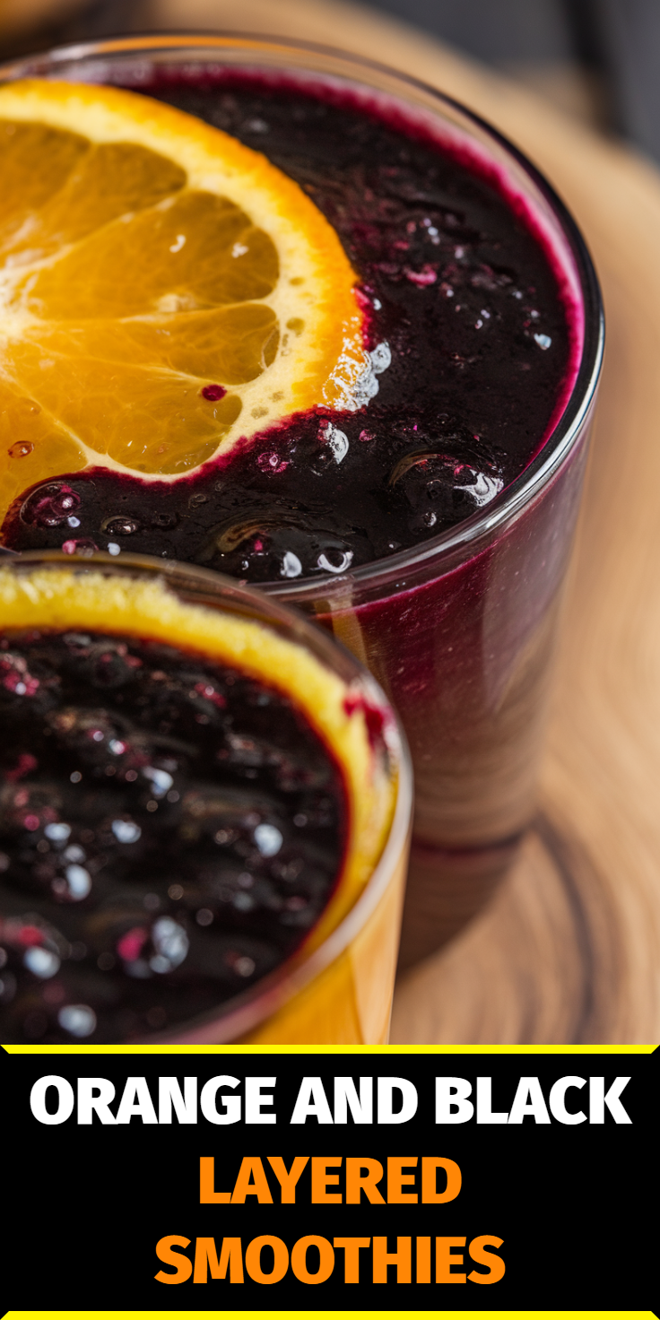 Orange and Black Layered Smoothies Pinterest Pin