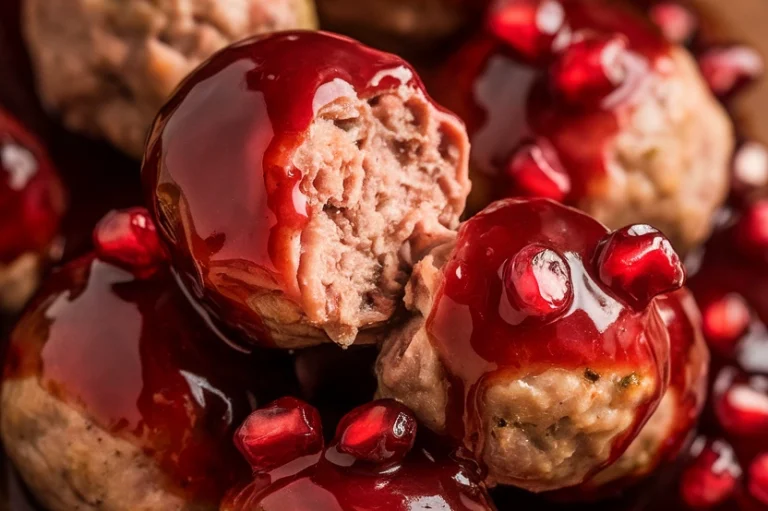 Pomegranate Glazed Turkey Meatballs - Featured Image