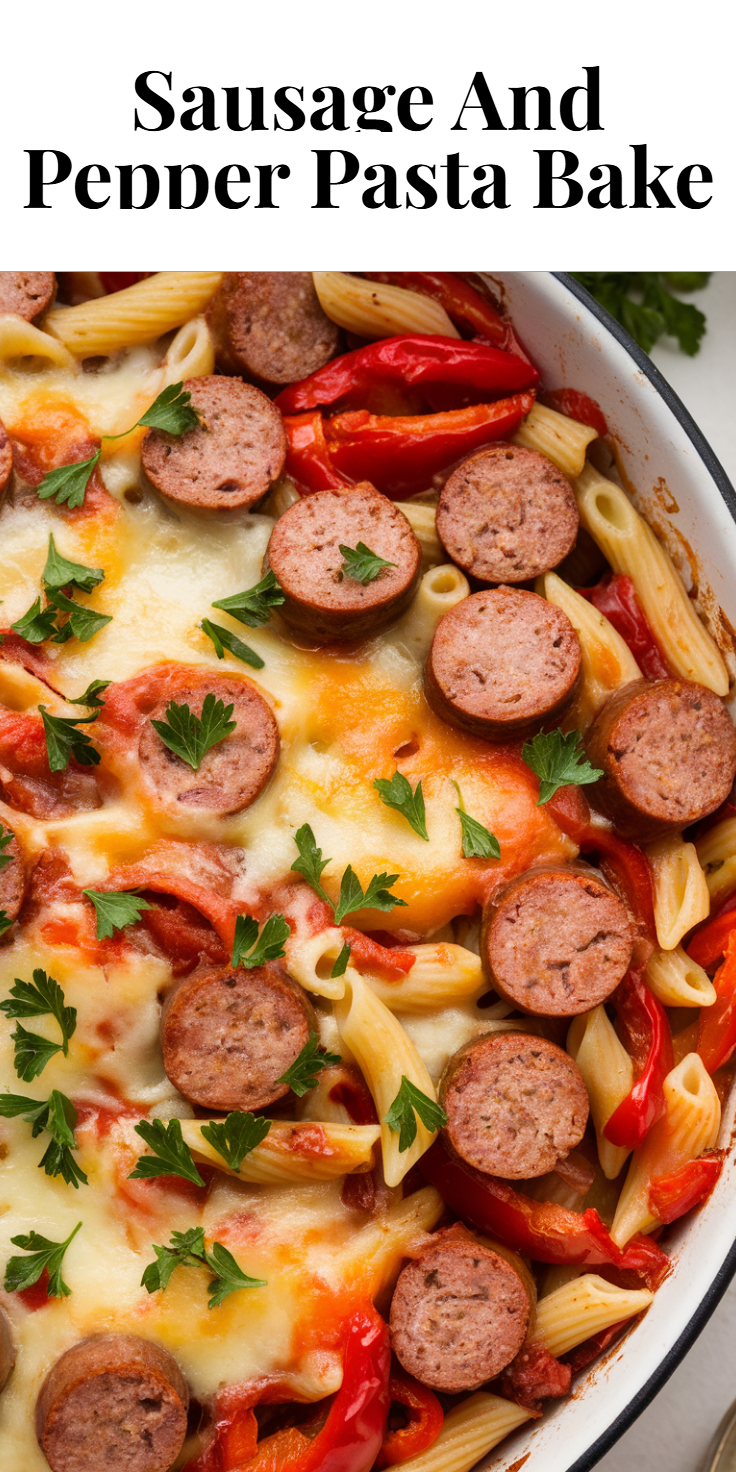 Sausage and Pepper Pasta Bake Pinterest Pin